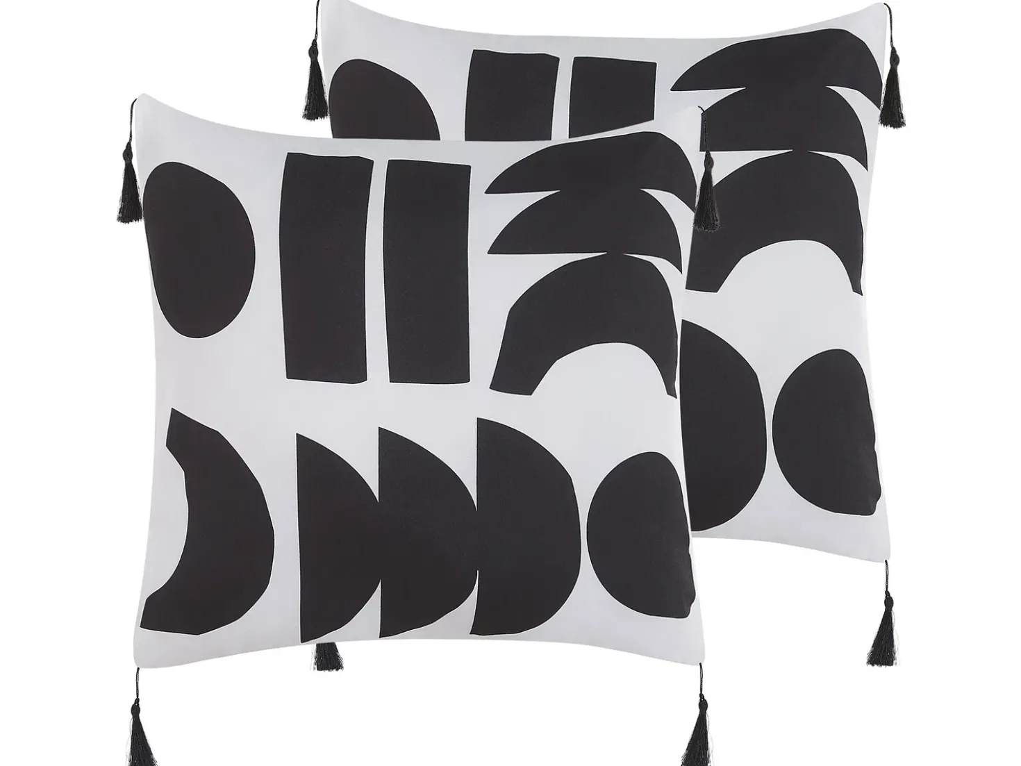 Set di 2 cuscini LIRIOPE 45 x 45 cm Nero/Bianco Trama geometrica