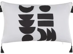 Set di 2 cuscini LIRIOPE 30 x 50 cm Nero/Bianco Trama geometrica