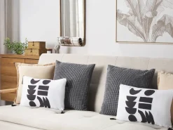 Set di 2 cuscini LIRIOPE 30 x 50 cm Nero/Bianco Trama geometrica