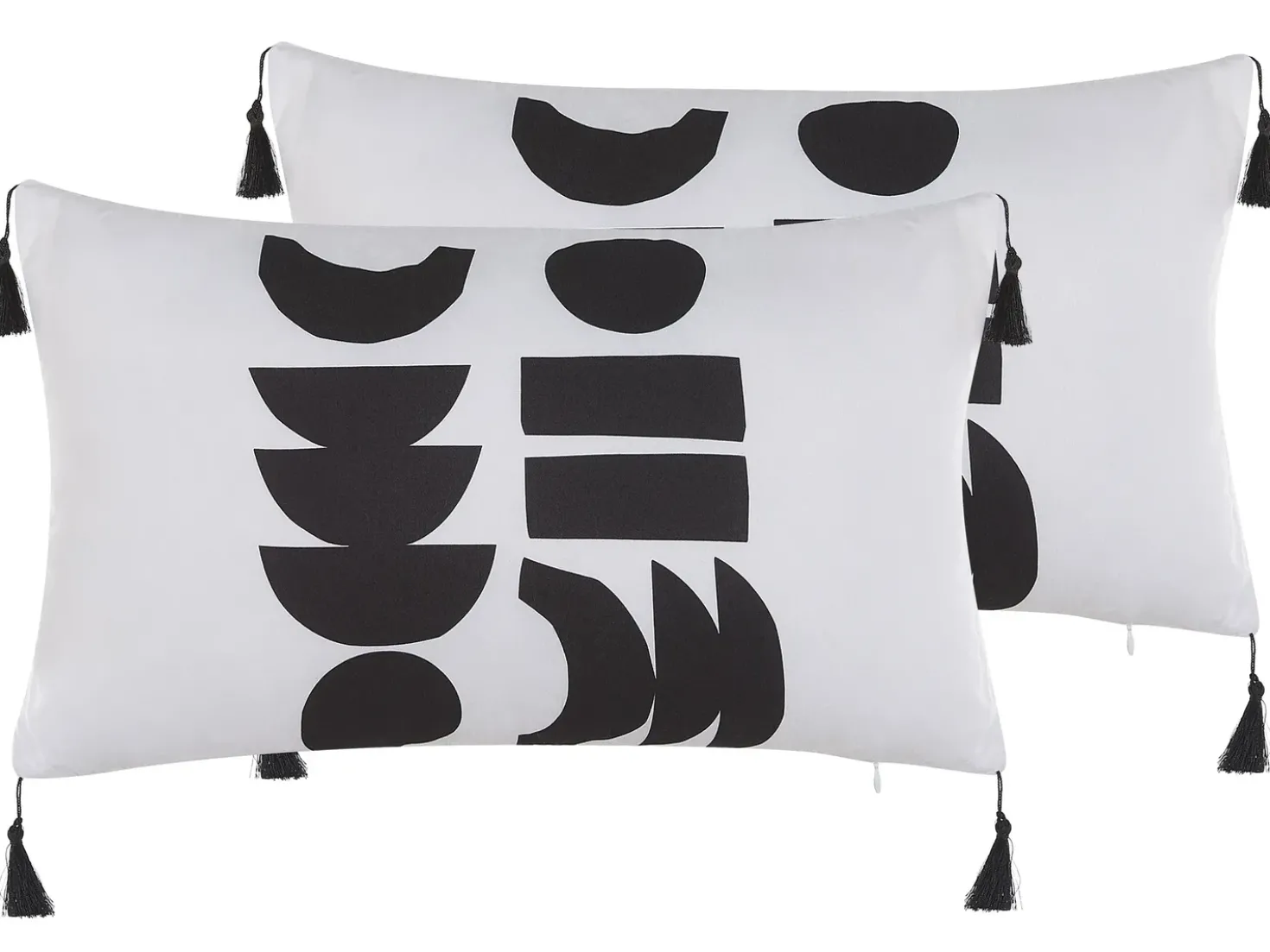 Set di 2 cuscini LIRIOPE 30 x 50 cm Nero/Bianco Trama geometrica
