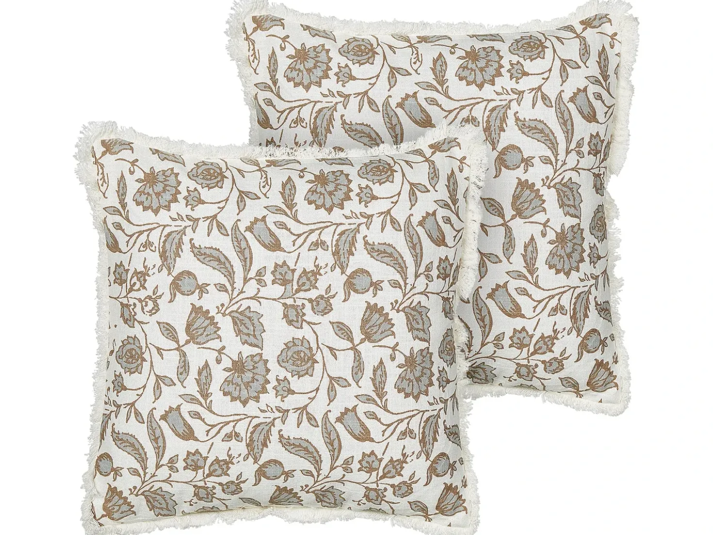 Set di 2 cuscini LIVISTONA Cotone 45 x 45 cm Bianco Trama floreale