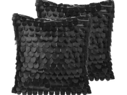 Set di 2 cuscini LOBELIA Pelle sintetica 45 x 45 cm Nero Tinta unita
