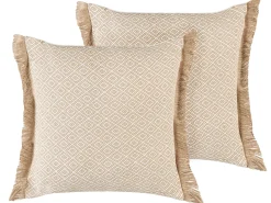Set di 2 cuscini LONAR 45 x 45 cm Beige sabbia