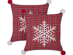 Set di 2 cuscini LONICERA 45 x 45 cm Rosso Modello natalizio