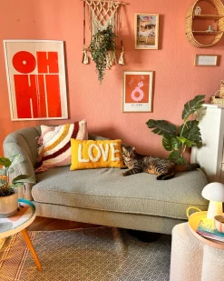 Set di 2 cuscini LOVE Cotone 30 x 50 cm Giallo