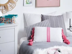 Set di 2 cuscini LOVELY Cotone 30 x 50 cm Bianco Rosa