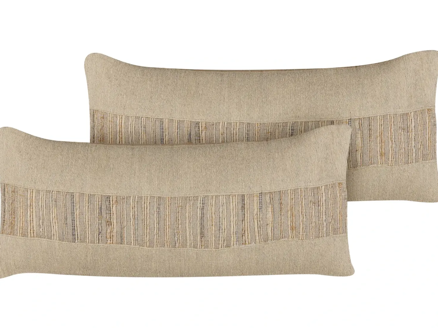 Set di 2 cuscini LUINA Iuta 30 x 70 cm Beige Tinta unita