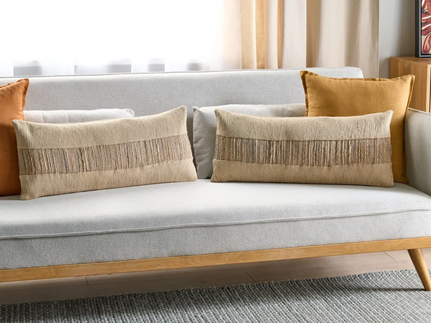 Set di 2 cuscini LUINA Iuta 30 x 70 cm Beige Tinta unita