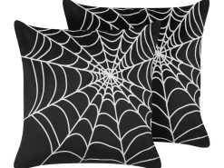 Set di 2 cuscini LYCORIS Velluto 45 x 45 cm Nero Trama astratta