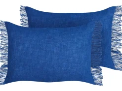 Set di 2 cuscini MABA Cotone 50 x 35 cm Blu marino Tinta unita