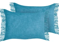 Set di 2 cuscini MABA Cotone 50 x 35 cm Blu Tinta unita