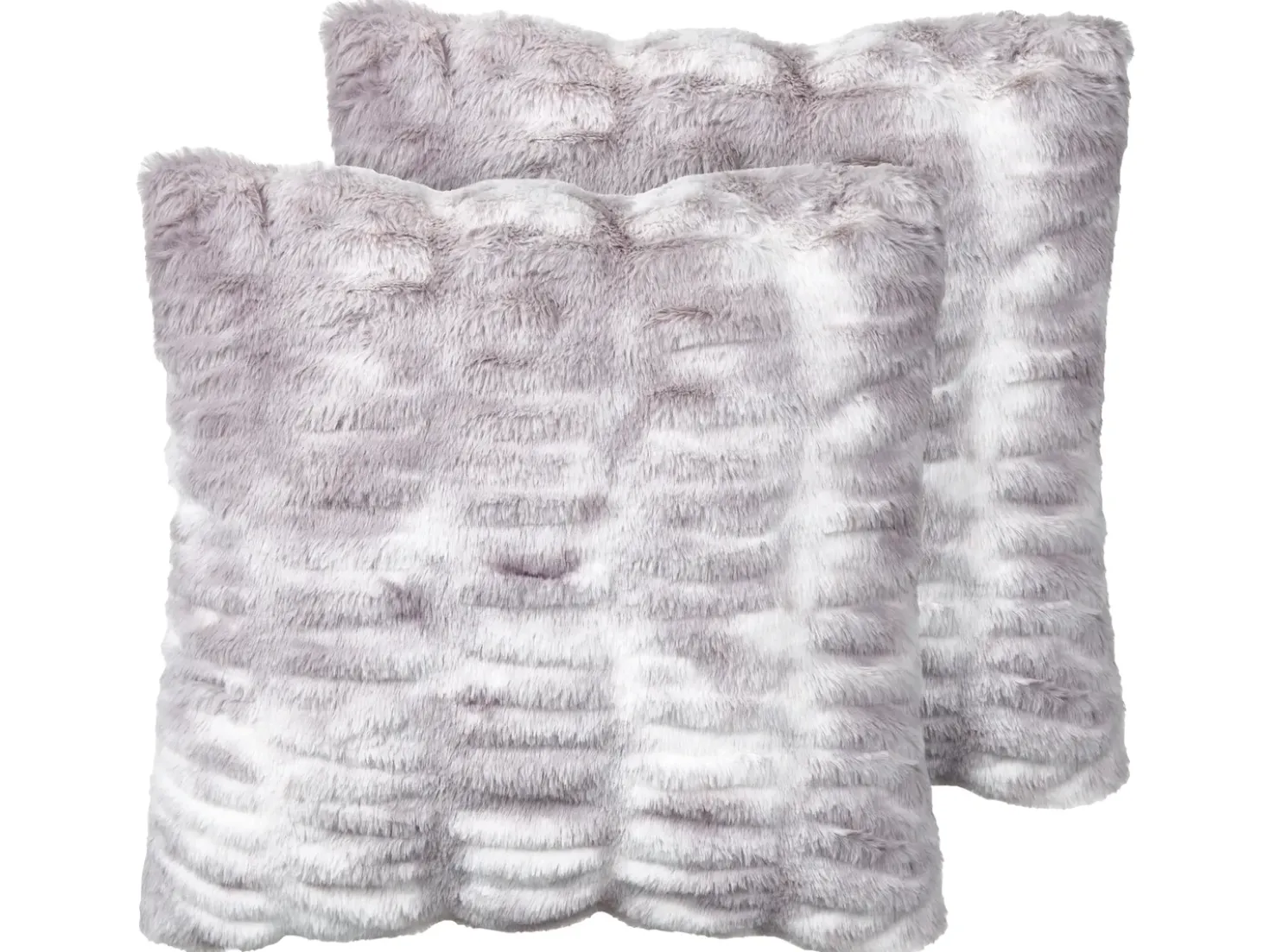 Set di 2 cuscini MACODES Finta pelliccia 45 x 45 cm Grigio chiaro Tinta unita