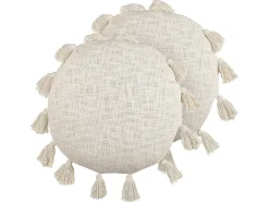 Set di 2 cuscini MADIA Cotone 45 x 45 cm Beige chiaro Tinta unita