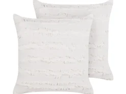Set di 2 cuscini MAKNEH Cotone 45 x 45 cm Bianco Tinta unita