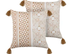 Set di 2 cuscini MALUS Cotone 45 x 45 cm Marrone chiaro Trama orientale