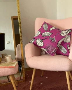 Set di 2 cuscini MALVA Velluto 45 x 45 cm Rosa Trama floreale