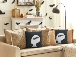 Set di 2 cuscini MANDEVILLA Velluto 45 x 45 cm Nero Trama astratta