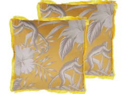 Set di 2 cuscini MANJU Velluto 45 x 45 cm Giallo Trama animale