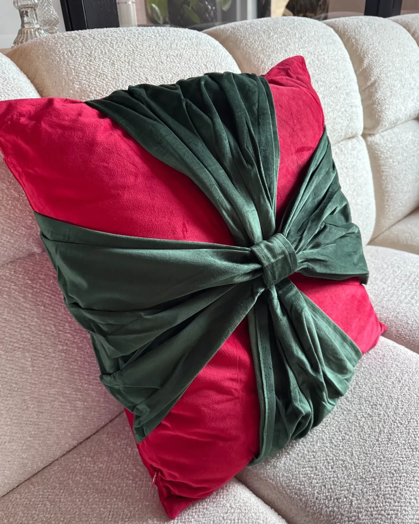 Set di 2 cuscini MARSHMALLOW Velluto 45 x 45 cm Rosso Modello natalizio