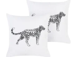 Set di 2 cuscini MARULA Cotone 45 x 45 cm Bianco Trama animale