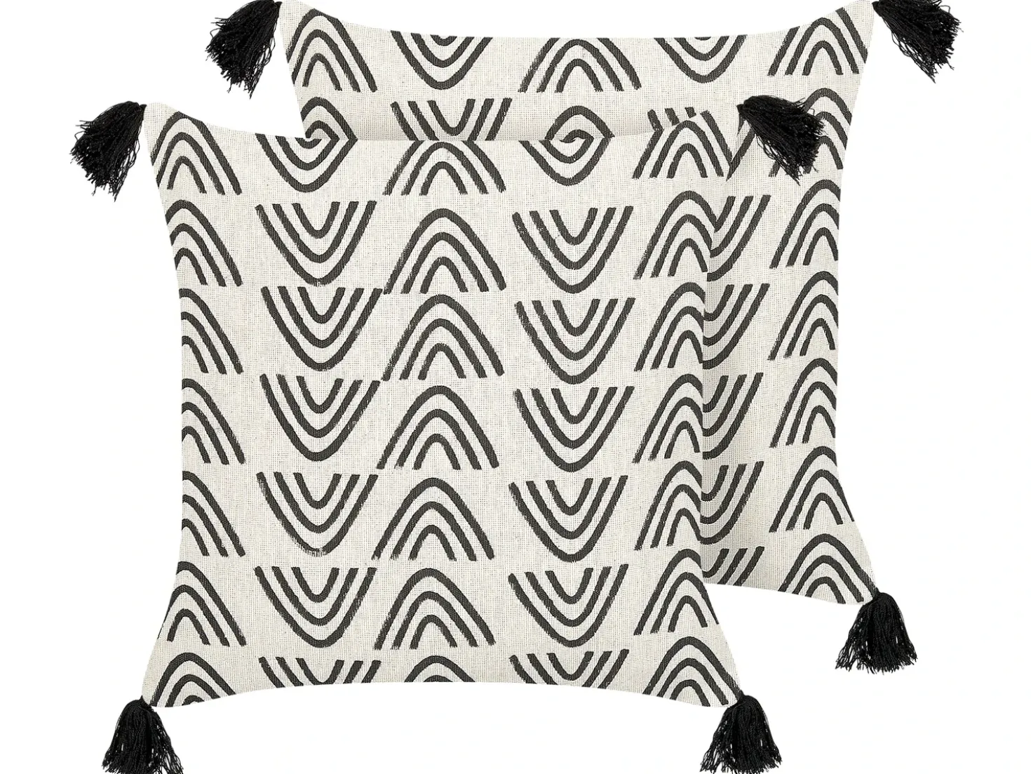 Set di 2 cuscini MAYS Cotone 45 x 45 cm Bianco Trama geometrica
