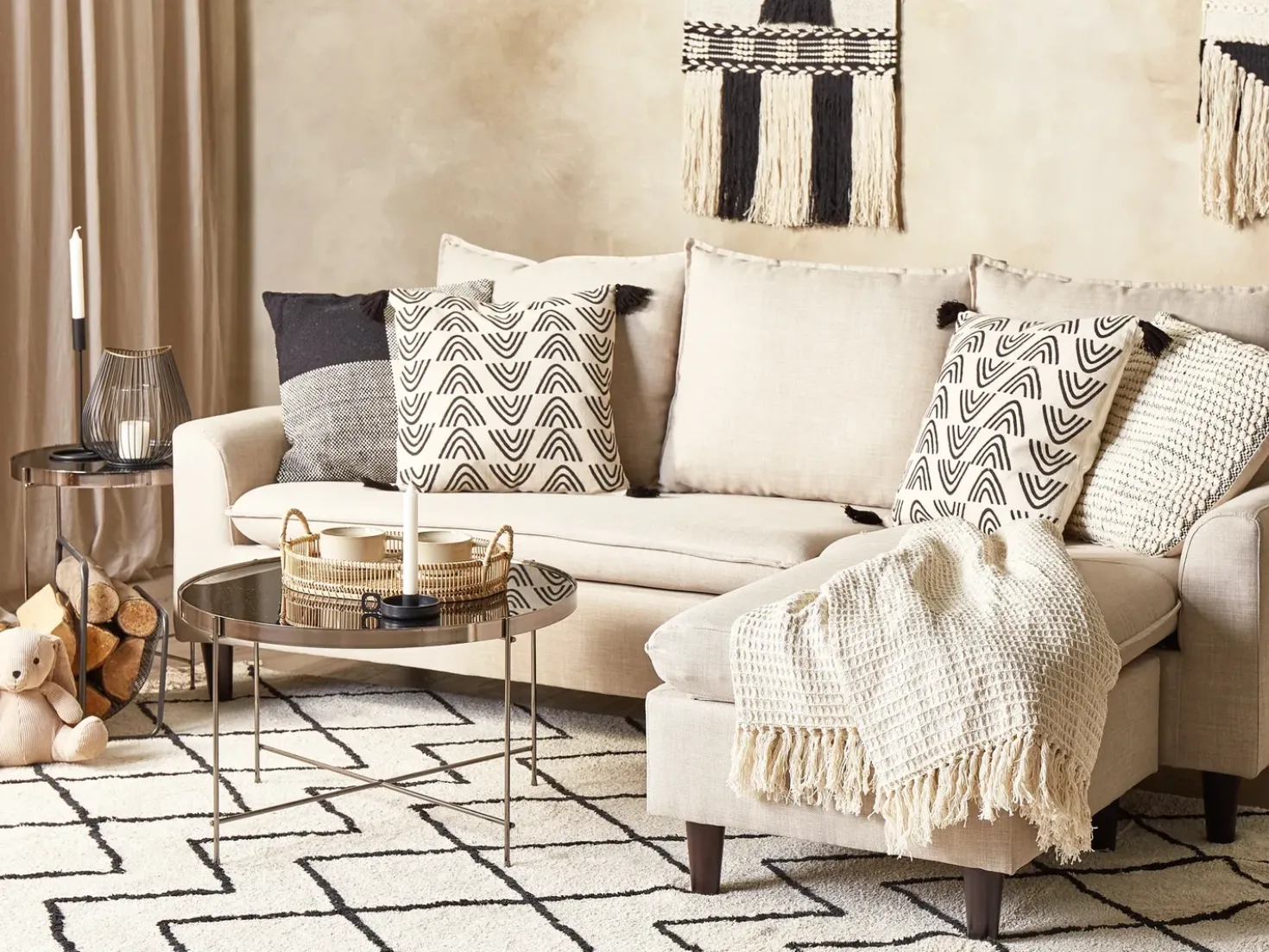 Set di 2 cuscini MAYS Cotone 45 x 45 cm Bianco Trama geometrica