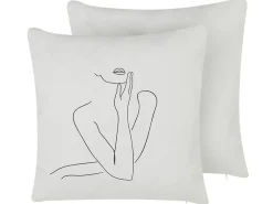 Set di 2 cuscini MEADOWFOAM Cotone 45 x 45 cm Bianco Trama astratta