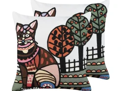 Set di 2 cuscini MEHSANA Cotone 50 x 50 cm Multicolore Trama animale