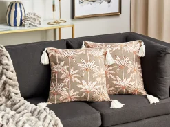 Set di 2 cuscini MELOBESIA Cotone 45 x 45 cm Multicolore Trama di piante