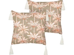 Set di 2 cuscini MELOBESIA Cotone 45 x 45 cm Multicolore Trama di piante