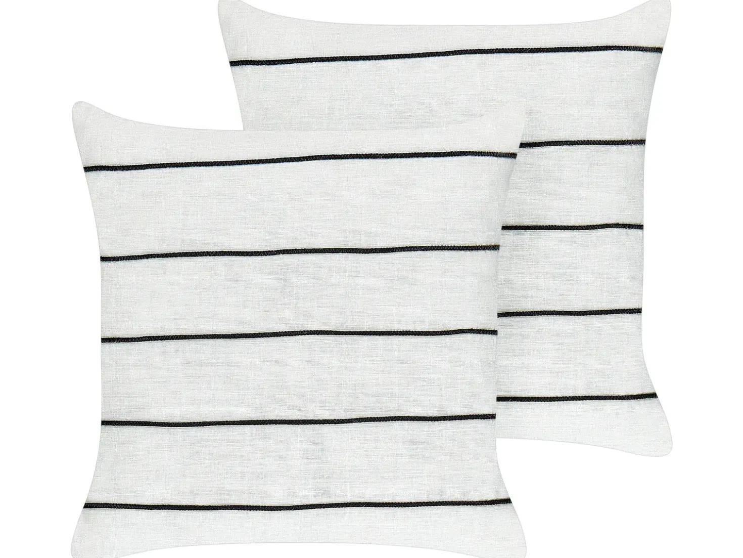 Set di 2 cuscini MILAS Lino 50 x 50 cm Nero/Bianco A strisce