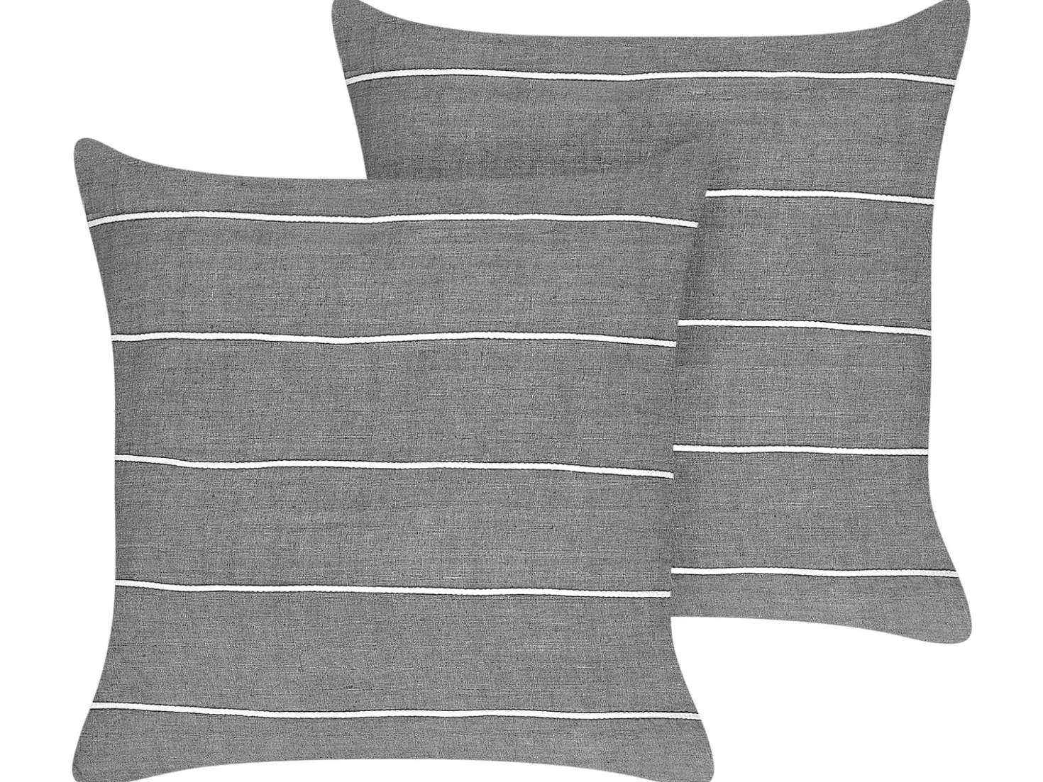 Set di 2 cuscini MILAS Lino 50 x 50 cm Grigio A strisce