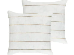 Set di 2 cuscini MILAS Lino 50 x 50 cm Bianco A strisce