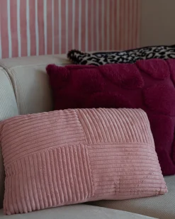Set di 2 cuscini MILLET Velluto a coste 30 x 50 cm Rosa Trama geometrica