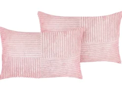 Set di 2 cuscini MILLET Velluto a coste 30 x 50 cm Rosa Trama geometrica