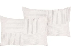 Set di 2 cuscini MILLET Velluto a coste 30 x 50 cm Bianco sporco Trama geometrica