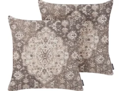 Set di 2 cuscini MIMISAL Cotone 45 x 45 cm Marrone Trama orientale