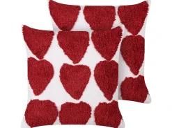 Set di 2 cuscini MINGORA Cotone 45 x 45 cm Rosso Trama a cuore