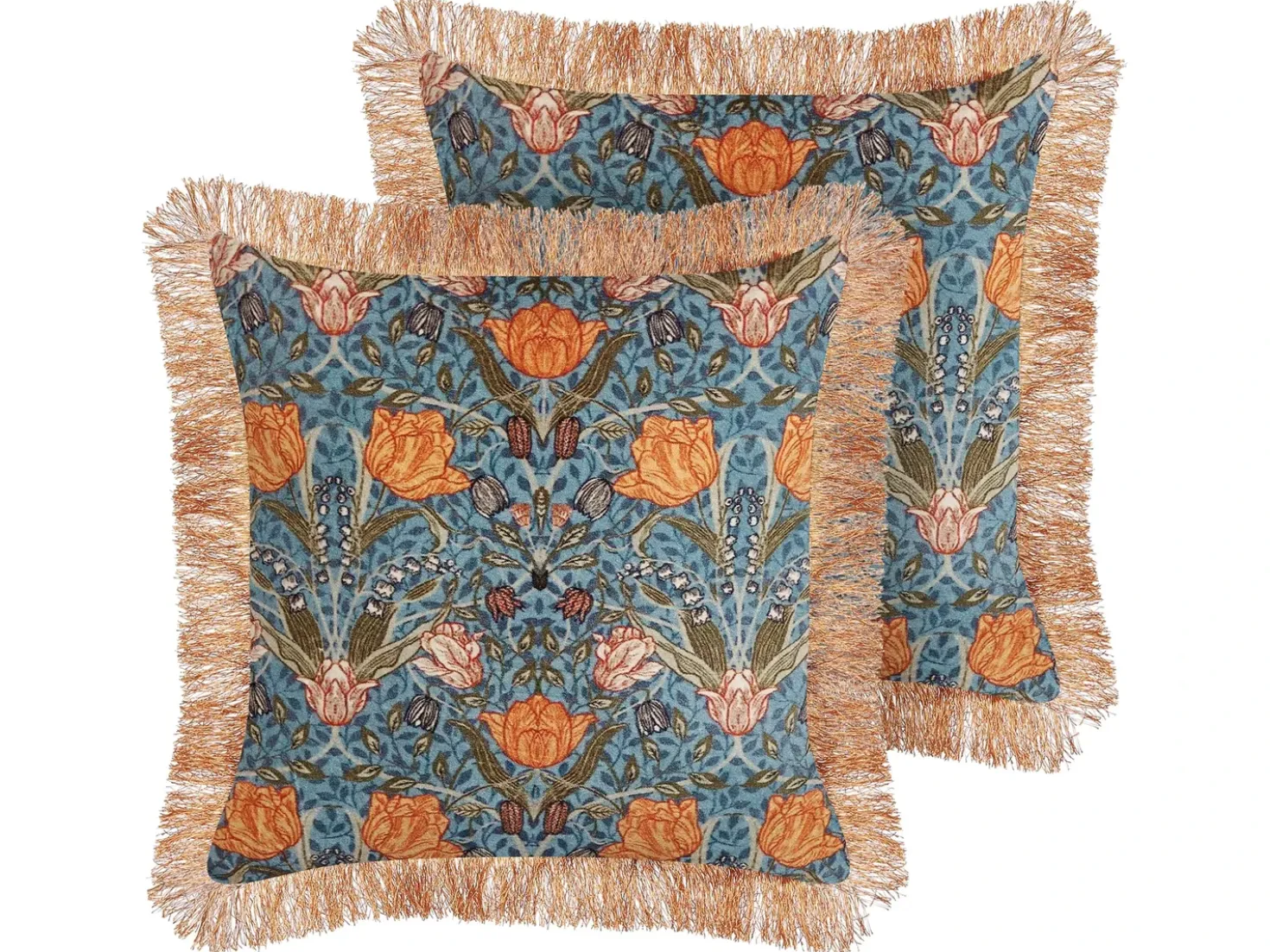 Set di 2 cuscini MITELLA Velluto 45 x 45 cm Blu Trama floreale