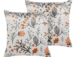 Set di 2 cuscini MONTBRETIA Velluto 45 x 45 cm Multicolore Trama di piante