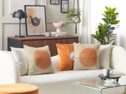 Set di 2 cuscini MOONFLOWER 45 x 45 cm Bianco Trama geometrica