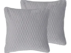Set di 2 cuscini MOTARI Velluto 45 x 45 cm Grigio Trama geometrica