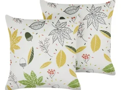 Set di 2 cuscini MULLEIN Velluto 45 x 45 cm Multicolore Trama di piante