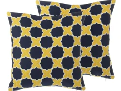 Set di 2 cuscini MUSCARI Cotone 45 x 45 cm Giallo Blu Trama Ikat