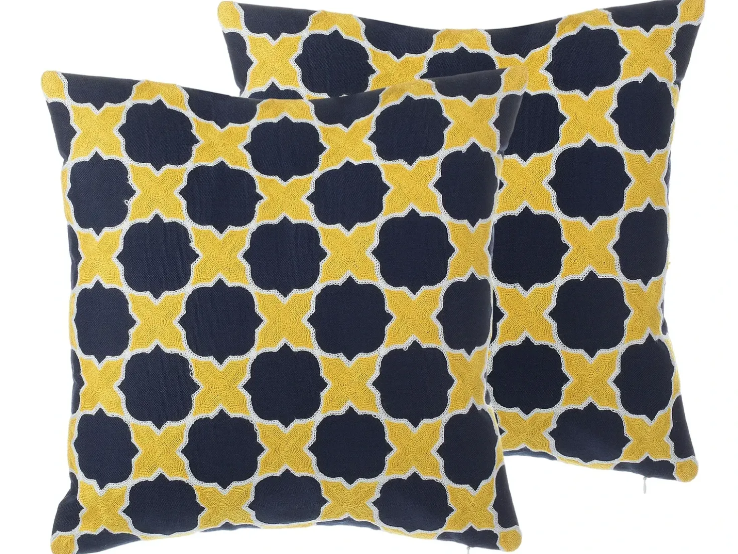 Set di 2 cuscini MUSCARI Cotone 45 x 45 cm Giallo Blu Trama Ikat