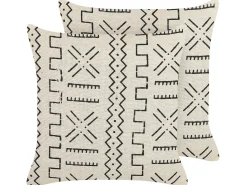 Set di 2 cuscini MYRICA Cotone 45 x 45 cm Bianco Trama geometrica