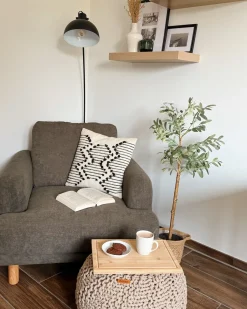 Set di 2 cuscini MYRTUS Cotone 45 x 45 cm Beige Trama geometrica