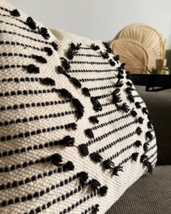 Set di 2 cuscini MYRTUS Cotone 45 x 45 cm Beige Trama geometrica