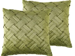 Set di 2 cuscini NARCISSUS Velluto 43 x 43 cm Verde Trama geometrica