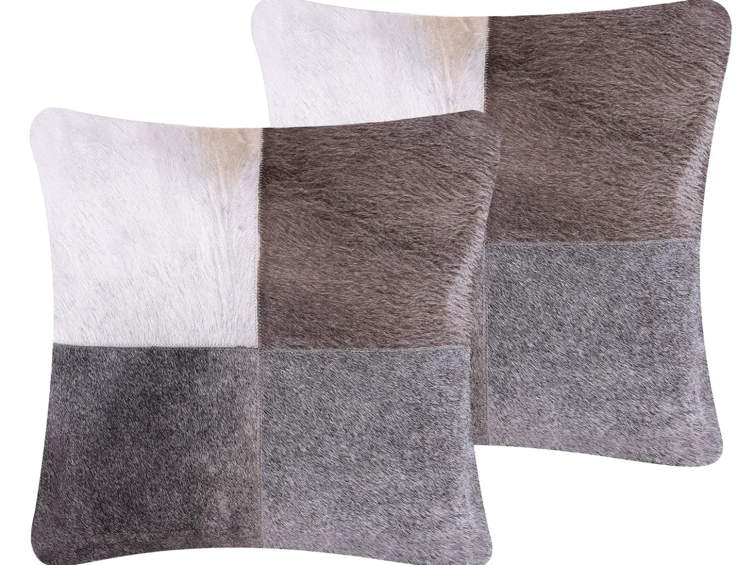 Set di 2 cuscini NELLAD Pelle naturale 45 x 45 cm Grigio Patchwork
